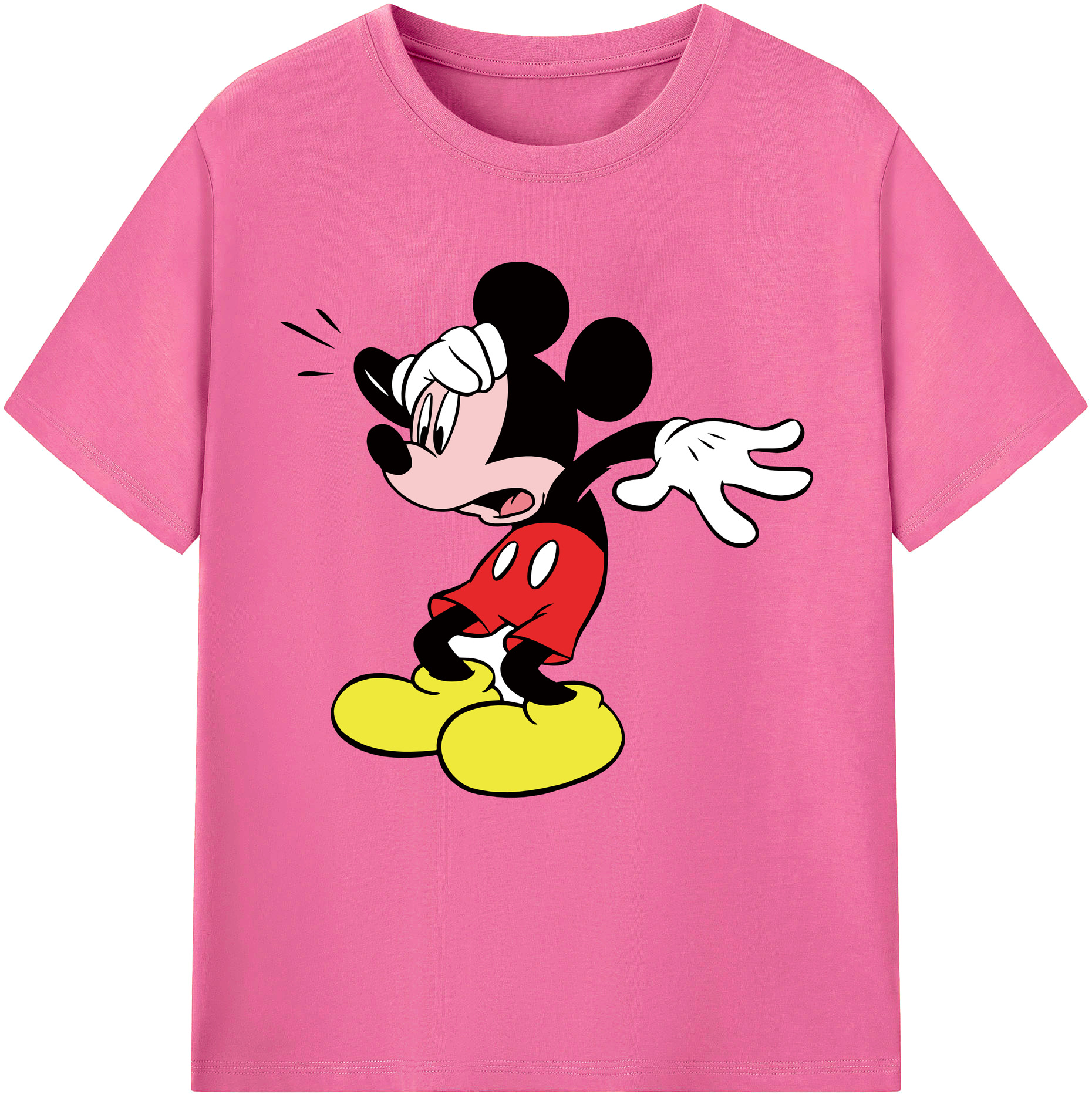 （画像用） ミッキーマウス Mickey Mouse レディースカジュアルプリントTシャツ（綿100％）
